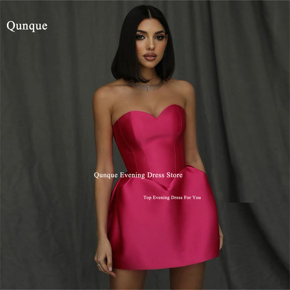 Qunque Fuchsia Vestido Festa Homecoming Dresses Off The Shoulder A-line Sweethe
