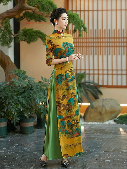 2024 ao dai vietnam traditional qipao dress chinese vintage dress cheongsam ori