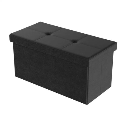Foldable Storage Bench Ottoman ? Tufted Faux Leather Organizer By Lavish Home ( image 3