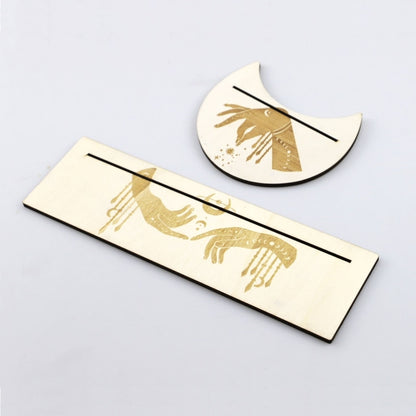 2Pcs Wooden Card Holder Stand Rectangle Moon Shape Altar Display Wood Board for image 9