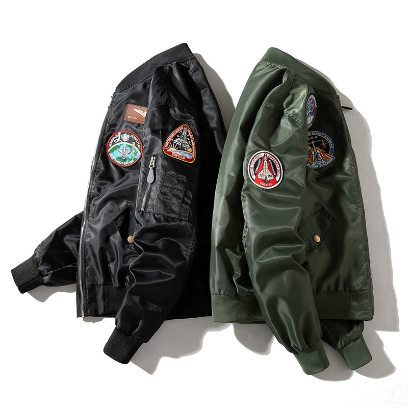 Fashion Men Bomber Jacket Pilot Jackets Military Badge Embroidery Baseball Coat image 2