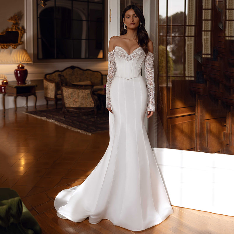 Eightree Formal Mermaid Wedding Dresses 2 Pieces Sweetheart Long Wedding Gowns