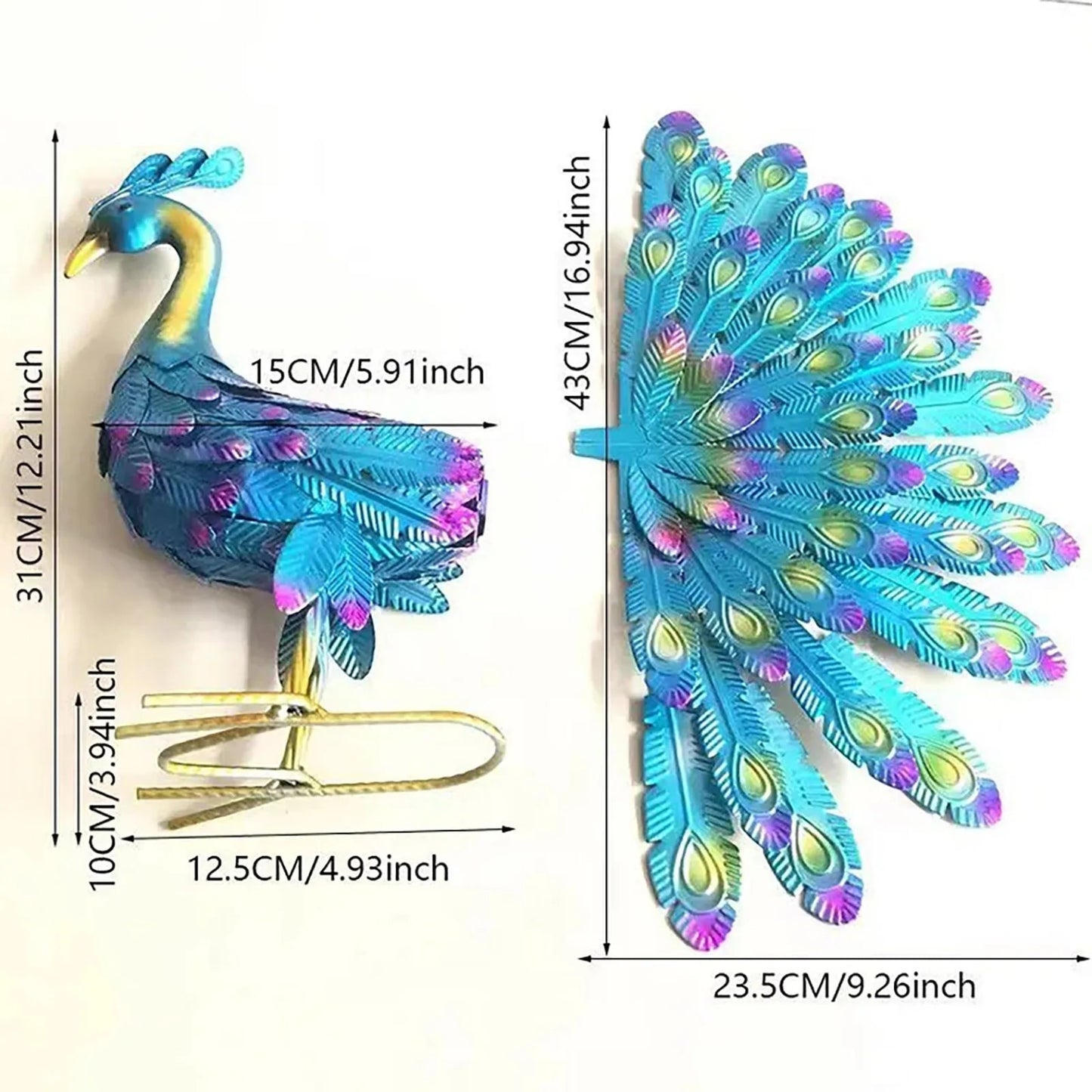 Peacock Statue Sculpture Handmade Crafts Ornament Animal Figurine Standing Post image 2