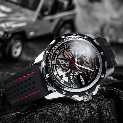 WINNER Sports Outdoor Automatic Watch for Men Luminous Hands Black Skeleton Mec image 5