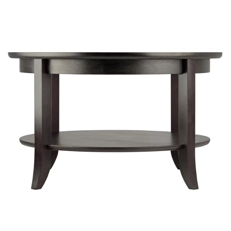 Wood Genoa Round Coffee Table with Glass Top, Espresso Finish image 2