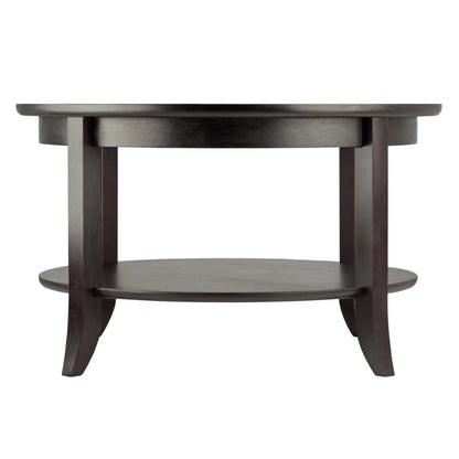 Wood Genoa Round Coffee Table with Glass Top, Espresso Finish image 2