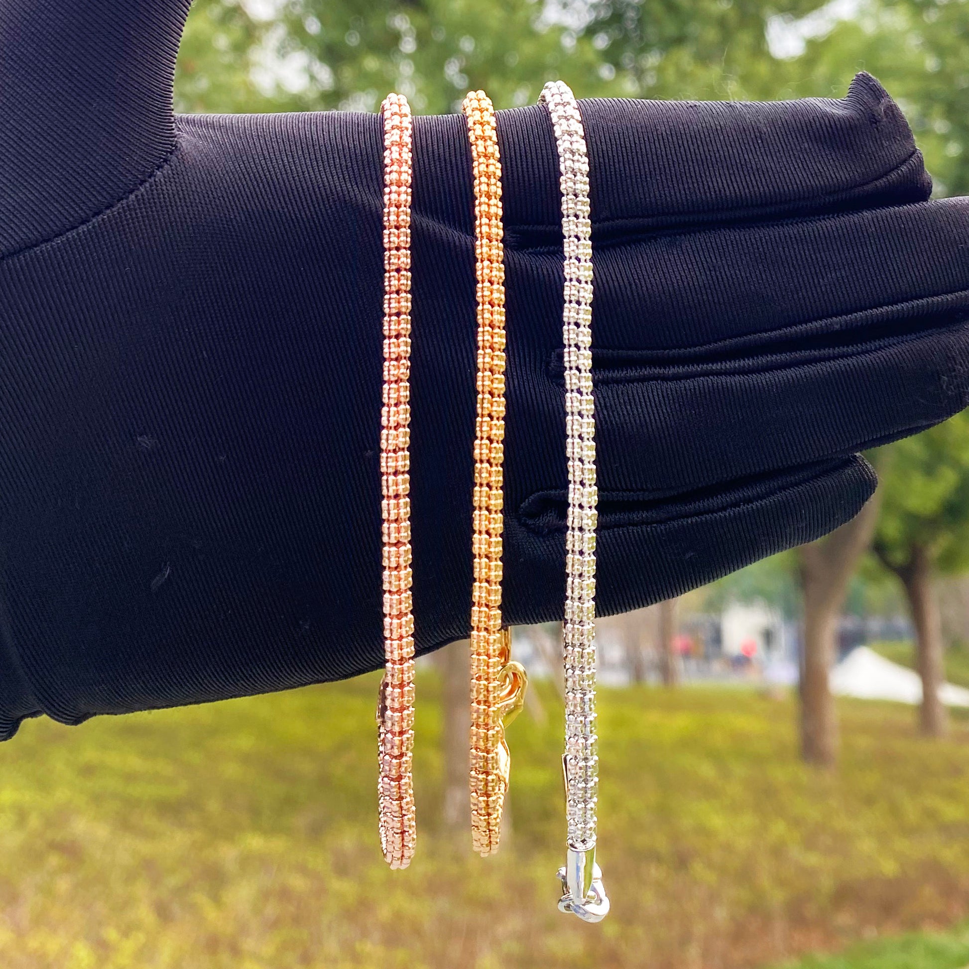 Aokaishen Round Snake Link Bracelet for Women Real Gold Plated Hip Hop Jewelry image 5