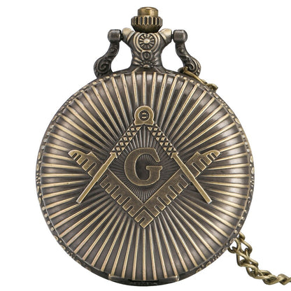 Bronze Masonic Freemasonry Chrome Square and Compass Mason Retro Necklace Penda image 0