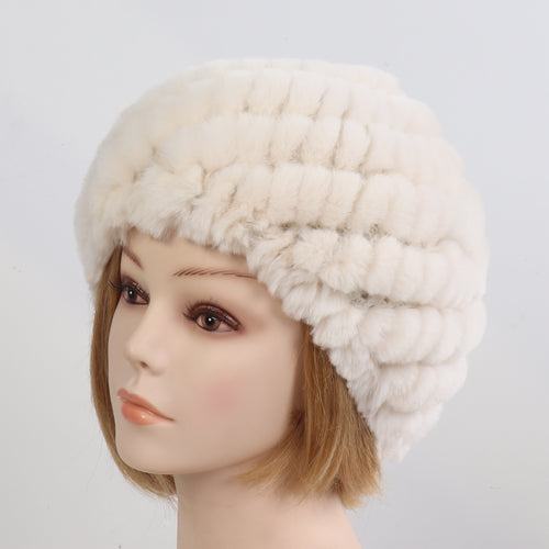 Lady Winter 100% Natural Real Rex Rabbit Fur Hat Women Soft Rex Rabbit Fur Cap  image 9