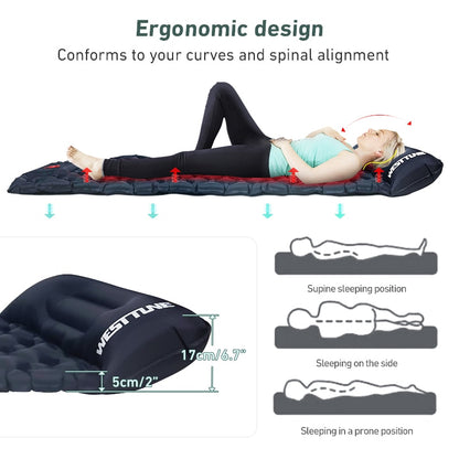 Outdoor Sleeping Pad Camping Inflatable Mattress Built-in Pump Ultralight Air C image 8