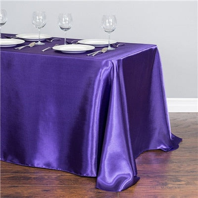 White Table Cloth Polyester Table Cloth Rectangular Satin Tablecloth for Birthd image 6