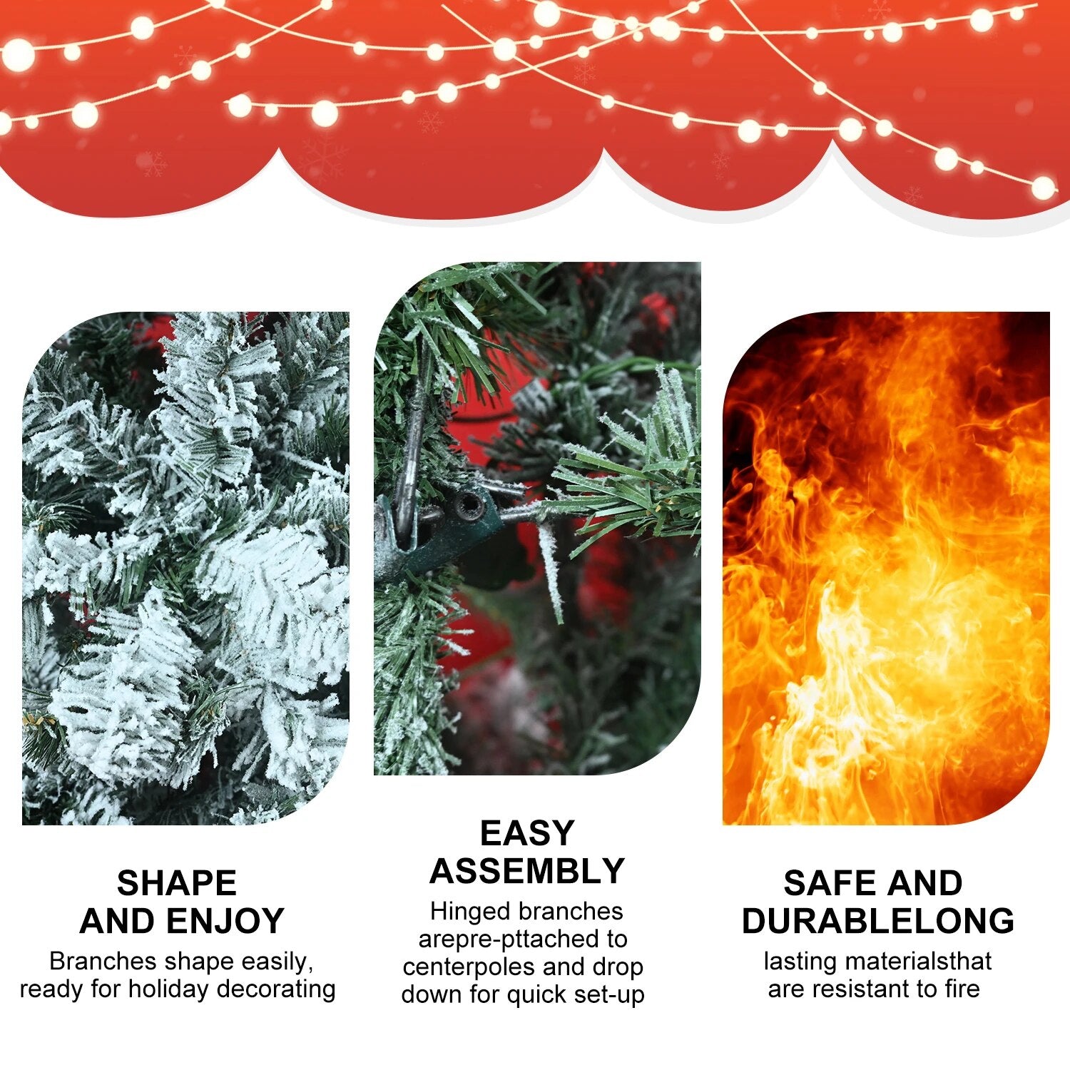 4/5/6/7/7.5/8/9FT Snow Flocked Christmas Tree with Metal Stand Holiday Easy Ass image 5