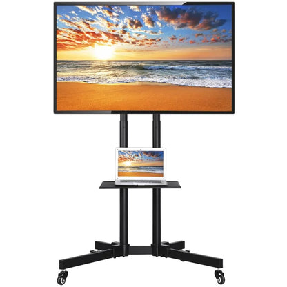 Modern Mobile TV Stand Rolling TV Cart for Flat Panel TVs Up To 75'', Strong an image 1