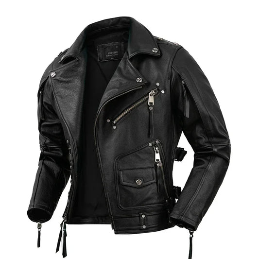 2024 Black Genuine Leather Jacket Men Motorccyle Style Plus Size 5XL Real Natur