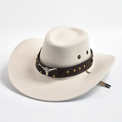New Artificial Suede Western Cowboy Hats Vintage Big-edge Gentleman Cowgirl Jaz image 5