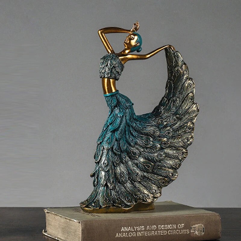 SAAKAR Resin Retro Peacock Dancer Statue Figurines for Interior Figure Decorati image 6