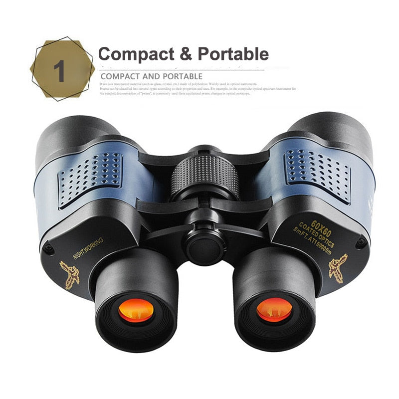 60x60 High Power Binoculars With Coordinates BAK4 Portable Telescope LowLight N image 1