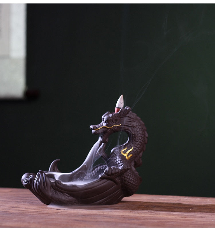 Dragon backflow incense burner ceramic smoke incense burner creative incense or image 2