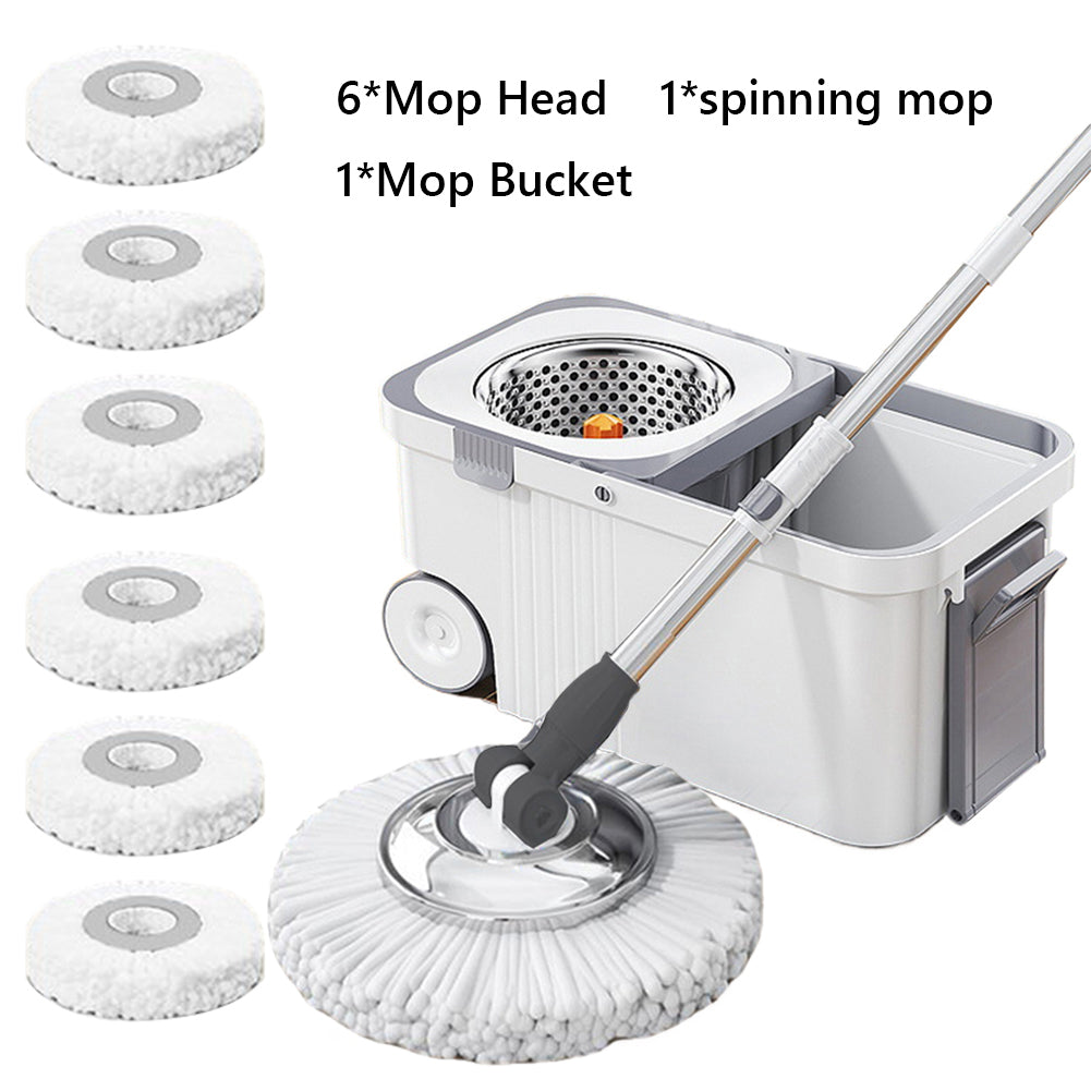 Spin Mop Bucket 6 Microfiber Refills Household Cleaning Automatic Spin Mop Hand image 1