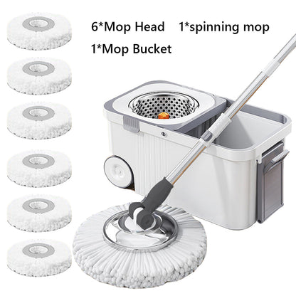 Spin Mop Bucket 6 Microfiber Refills Household Cleaning Automatic Spin Mop Hand image 1