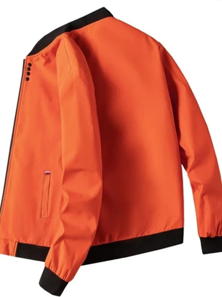 Men's 2024 new spring and autumn solid color casual comfortable zipper windbrea image 3