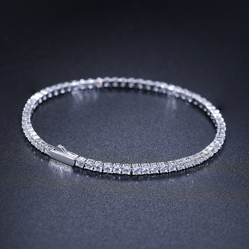 Iced Out Moissanite Halo Tennis Bracelet for Women Men S925 Sterling Silver 18k image 0