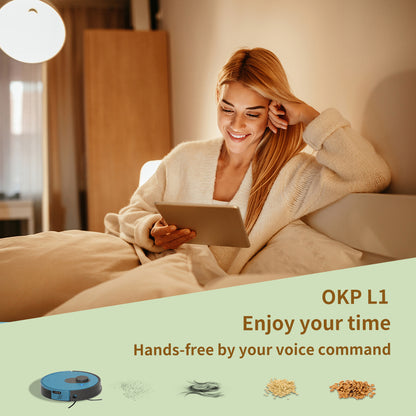 OKP L1 Robot Vacuum cleaner, 3800Pa suction with Lidar Navigation, 5L Dust-Bag  image 3