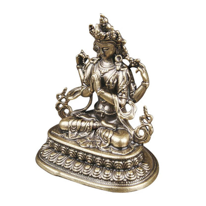 Brass Avalokitesvara Feng Shui Statue Buddhist Decor Zen Kwan Sculpture Chinese image 6