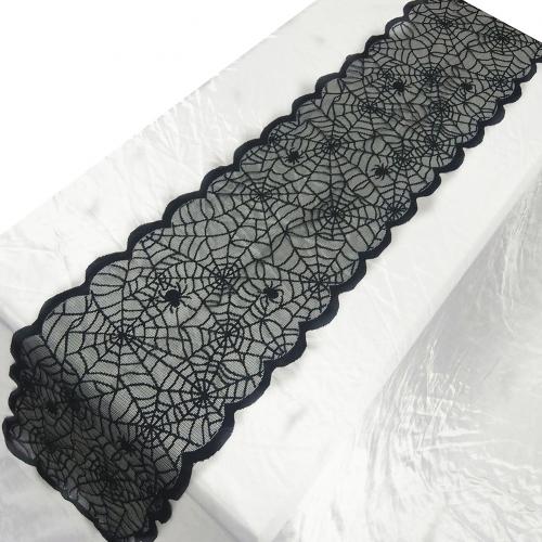 1pcs Black Lace Spider Web Cobweb Tablecloth Table Runner Fireplace Mantle Curt image 1