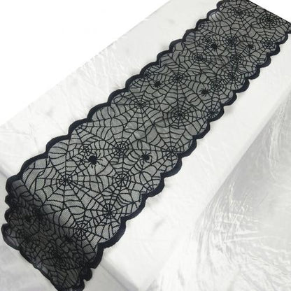 1pcs Black Lace Spider Web Cobweb Tablecloth Table Runner Fireplace Mantle Curt image 1
