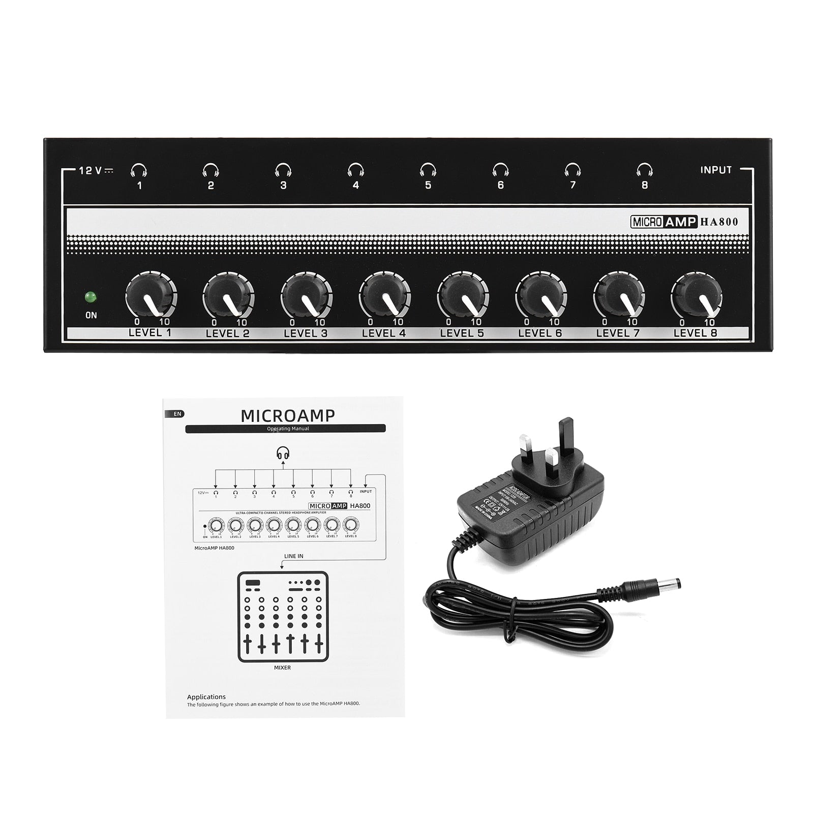 HA800 Headphone Amplifier Audio Amp. Ultra-compact 8 Channels Mini Audio Stereo image 0