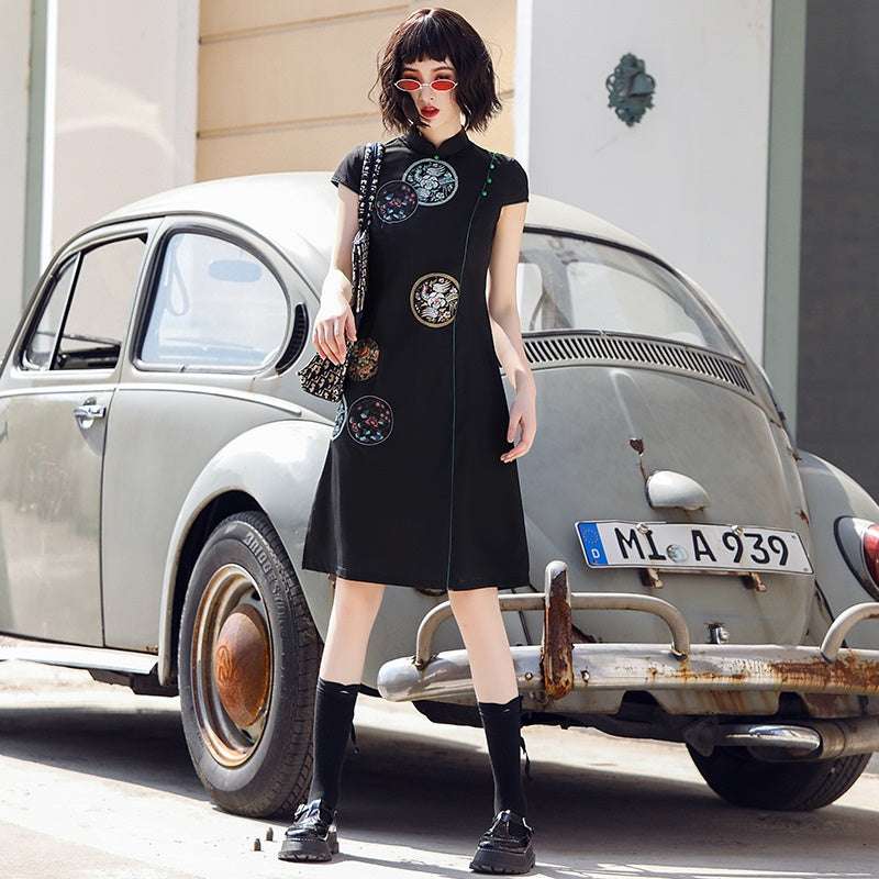 Japanese Streetwear Women Asian Clothes Black Elegant Chinese Dresses Cheongsam