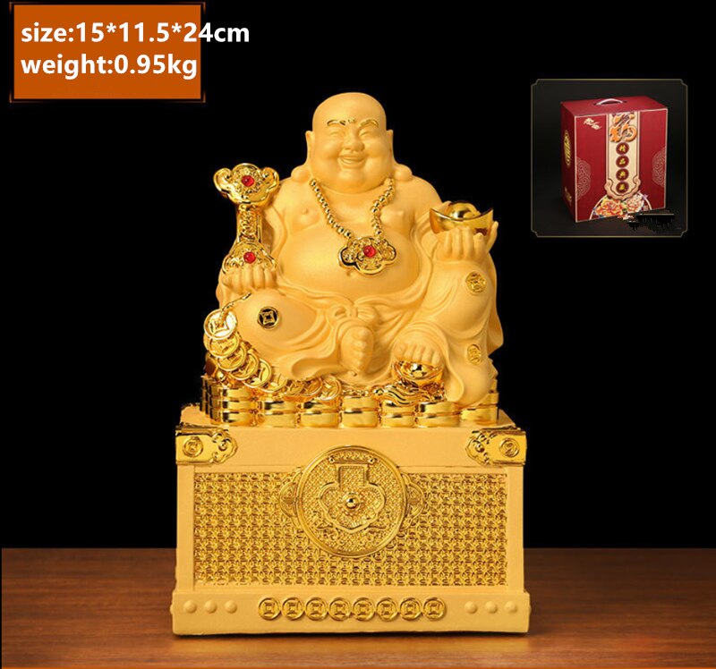 Laughing Buddha's Decoration To Piggy Bank Fortune Resin sculptureHandmade Stat image 2