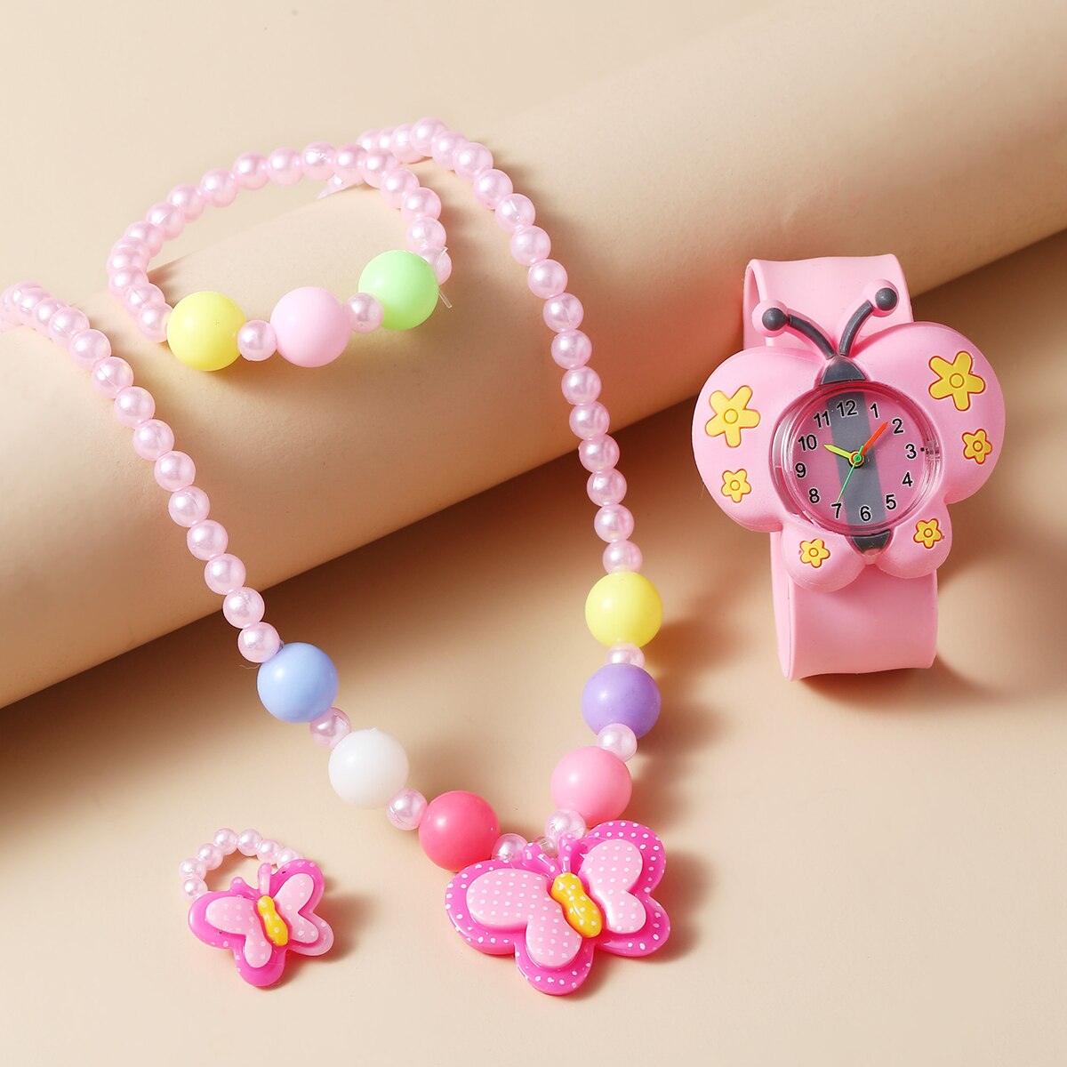 Children Rainbow Horse Patter Watch Jewelry Set Necklace Earrings Ring Bracelet image 3