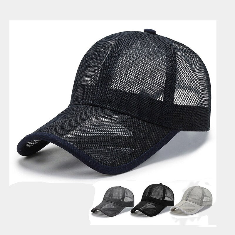 Summer Men Hat Openwork Brim Breathable Mesh Cap Outdoor Sports Sunscreen Baseb image 0
