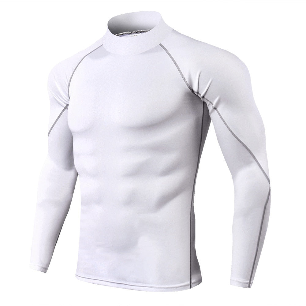 Men Bodybuilding Sport T-shirt Quick Dry Running Shirt Long Sleeve Compression image 1