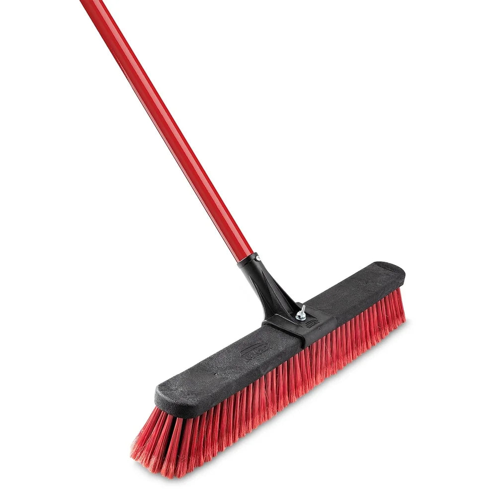 Durable 24 " Multi-Surface Push Broom with Heavy Duty Steel Handle Cleaning  image 0