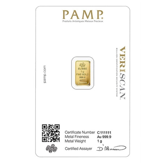 1 gram Gold Bar PAMP Suisse Lady Fortuna Veriscan .9999 Fine (in Assay) image 0