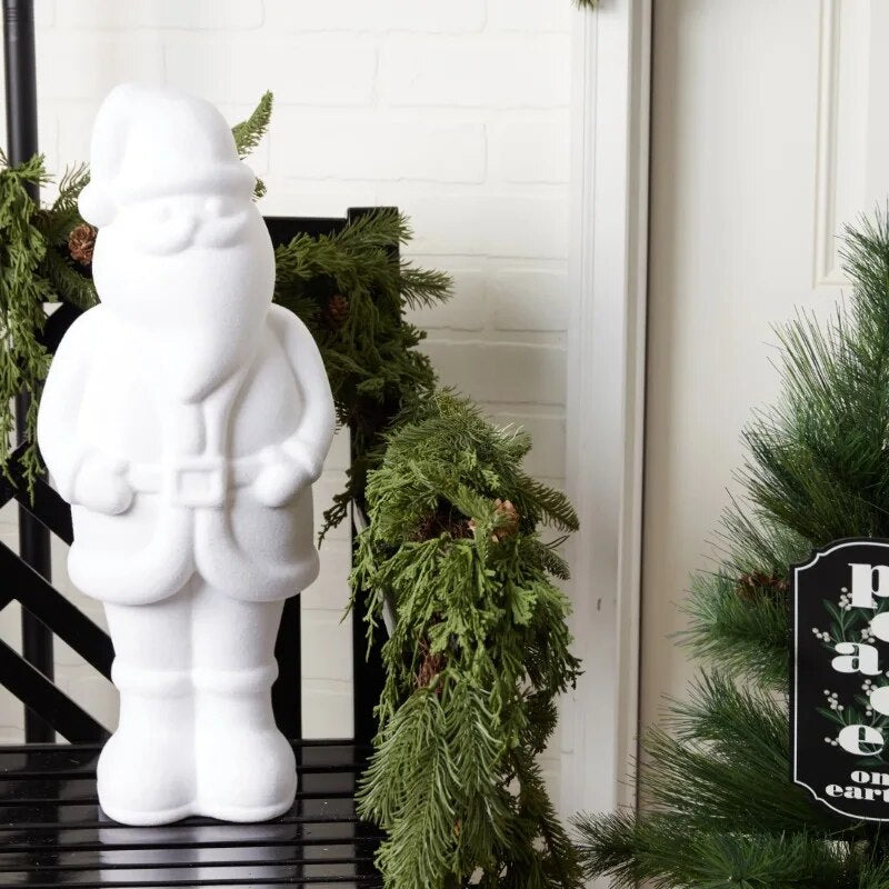 USA Essentials christmas decorations 2023 Red Flocked Santa Christmas Decoration, Foa image 3