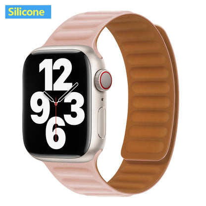 Leather Link For Apple Watch Band 45mm 41mm 44mm 40mm 49mm Original Magnetic Lo image 41