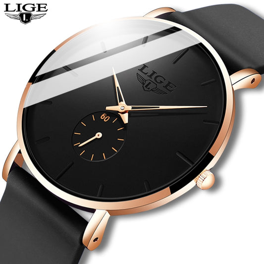 LIGE New Fashion Mens Watches Top Brand Luxury Sport Waterproof Simple Ultra-Th image 0