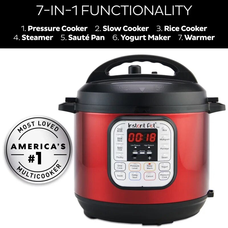 Quart Multi-Cooker, Red Stainless Steel image 3