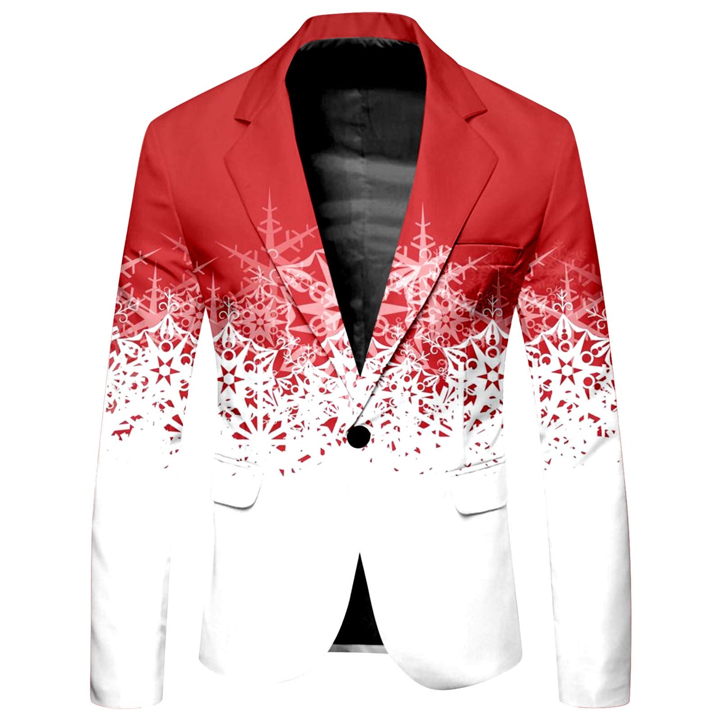 Blazer Men's Christmas 2 Piece Suit Set Snowflake Print Suit Jacket And Pants S image 9