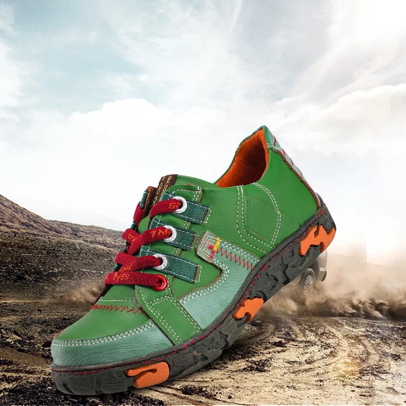 Genuine Leather Women's Flat Sneaker Shoes for Outdoor image 1