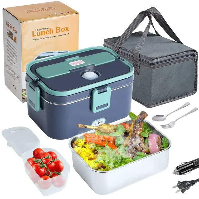 80W Portable Electric Food Warmer Lunch Box „ 3L Non-Stick, Underpan Heating For Car & Truck