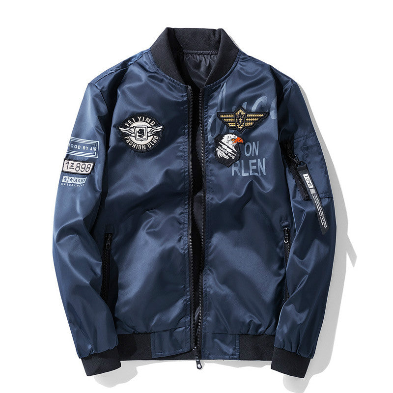 Winter Bomber Jacket Men Military Pilot Jacket Badge Fashion Double Side Wear M image 14
