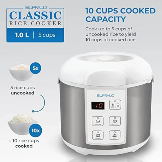 Buffalo Classic Rice Cooker with Clad Stainless Steel Inner Pot (5 cups) - Smal image 0