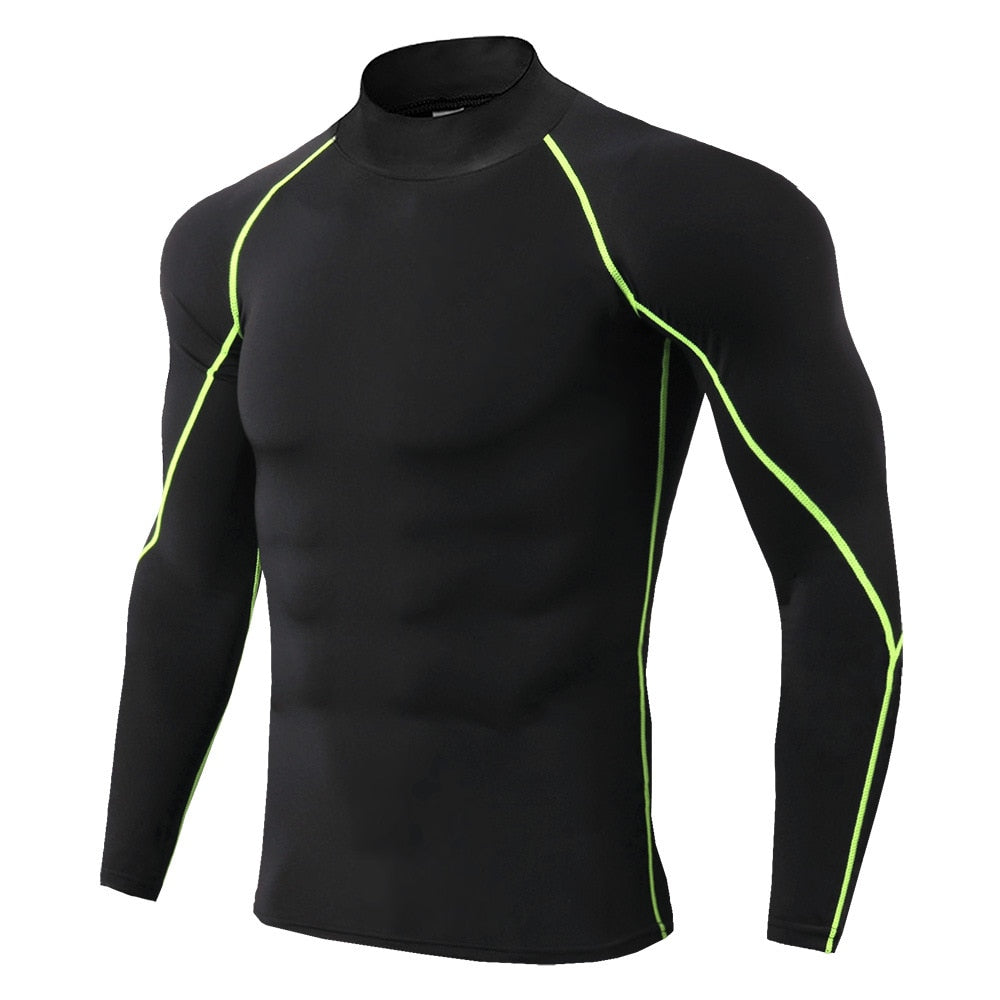 Men Bodybuilding Sport T-shirt Quick Dry Running Shirt Long Sleeve Compression image 2