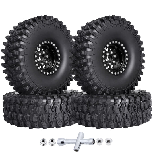 4pcs Hobbypark 1.9 Inch Beadlock Wheels and Tires Set for 1/10 Scale RC Crawler image 0