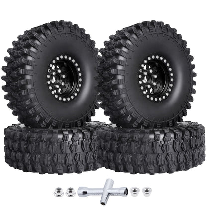 4pcs Hobbypark 1.9 " Beadlock Wheels and Tires Set for 1/10 Scale RC Crawler image 0